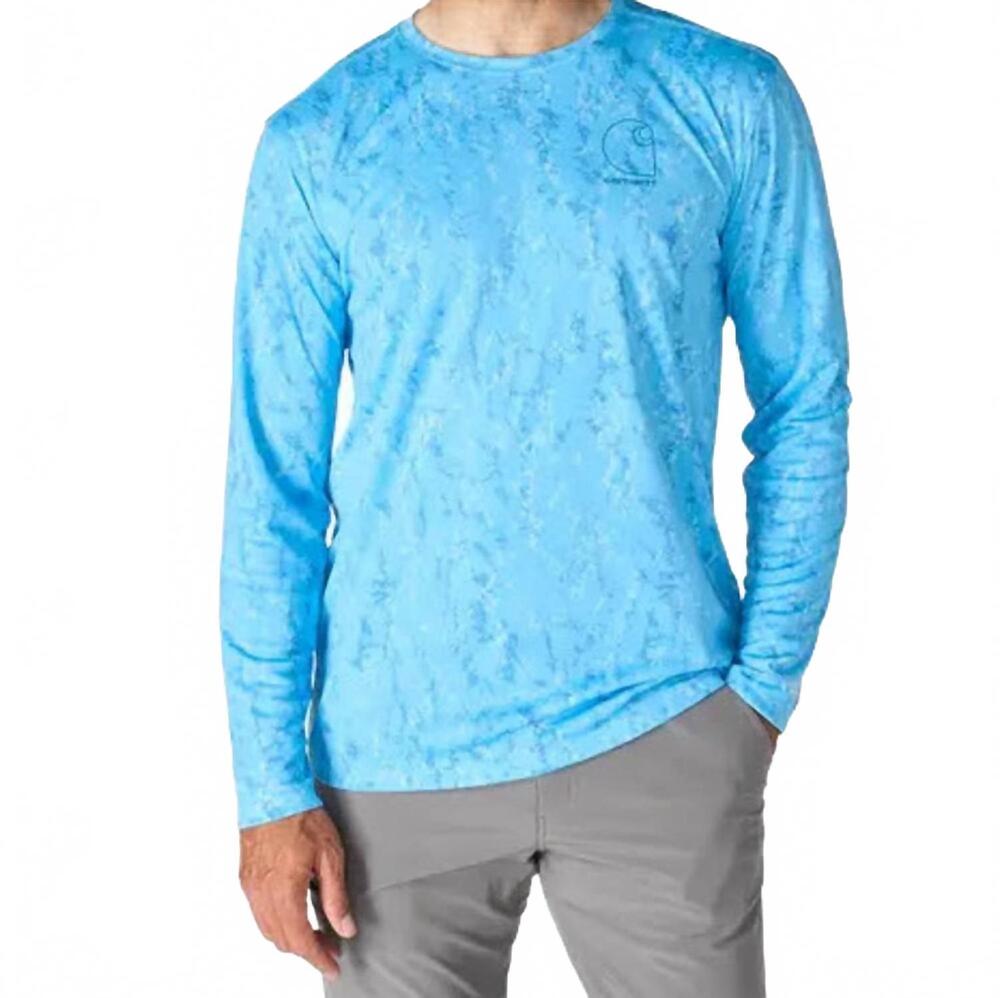 NEW CARHARTT sun defender relaxed long sleeve work tee in tranquil blue
